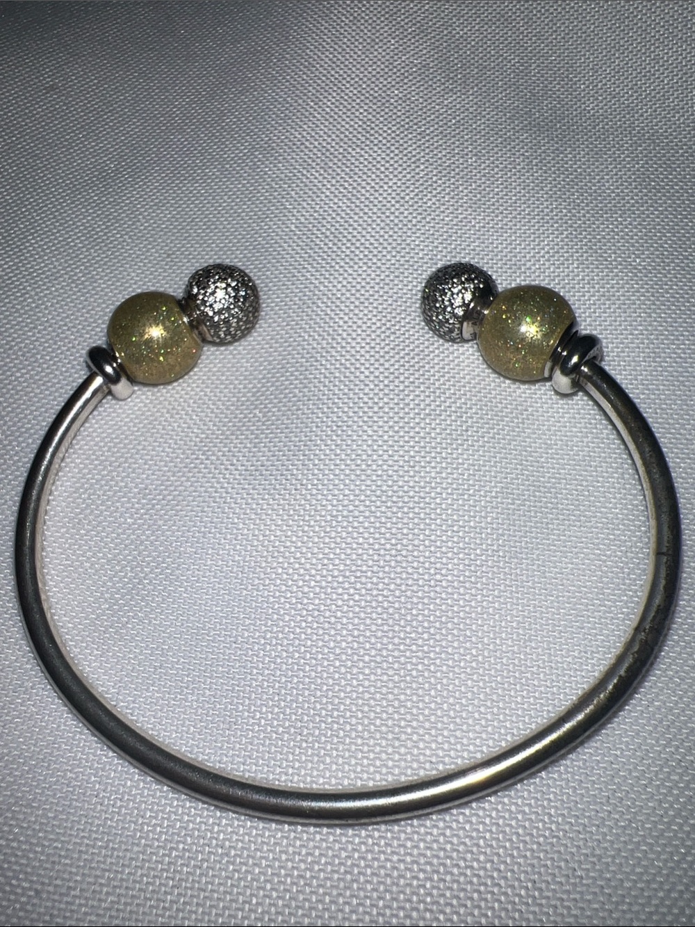 Pandora Elegant Open Cuff Bracelet - Silver and Gold Charms included